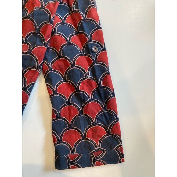 India-made 100% Organic Cotton Tunic Red & Blue pattern - Picture 13 of 14